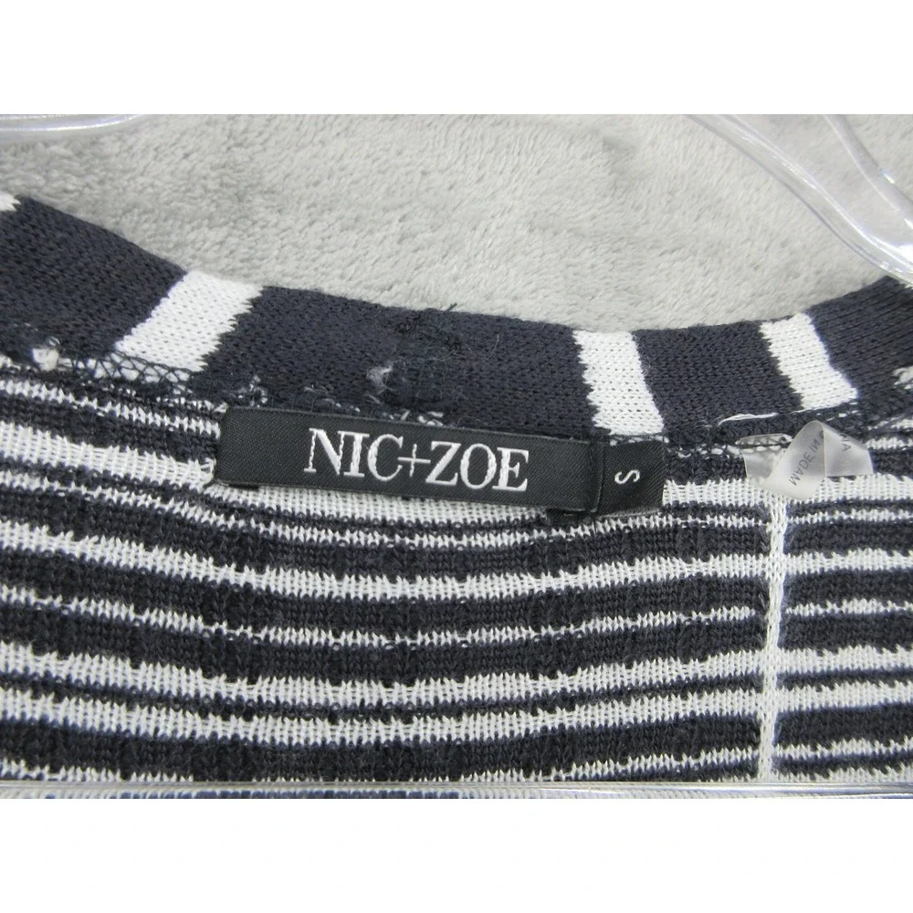 NIC+ZOE Sweater Womens Size S Ombre Plaid Button Front Office Career Ruffle Hem